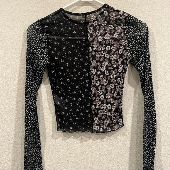 Garage size small Y2K grunge Floral Patchwork Long Sleeve Top - Picture 7 of 9